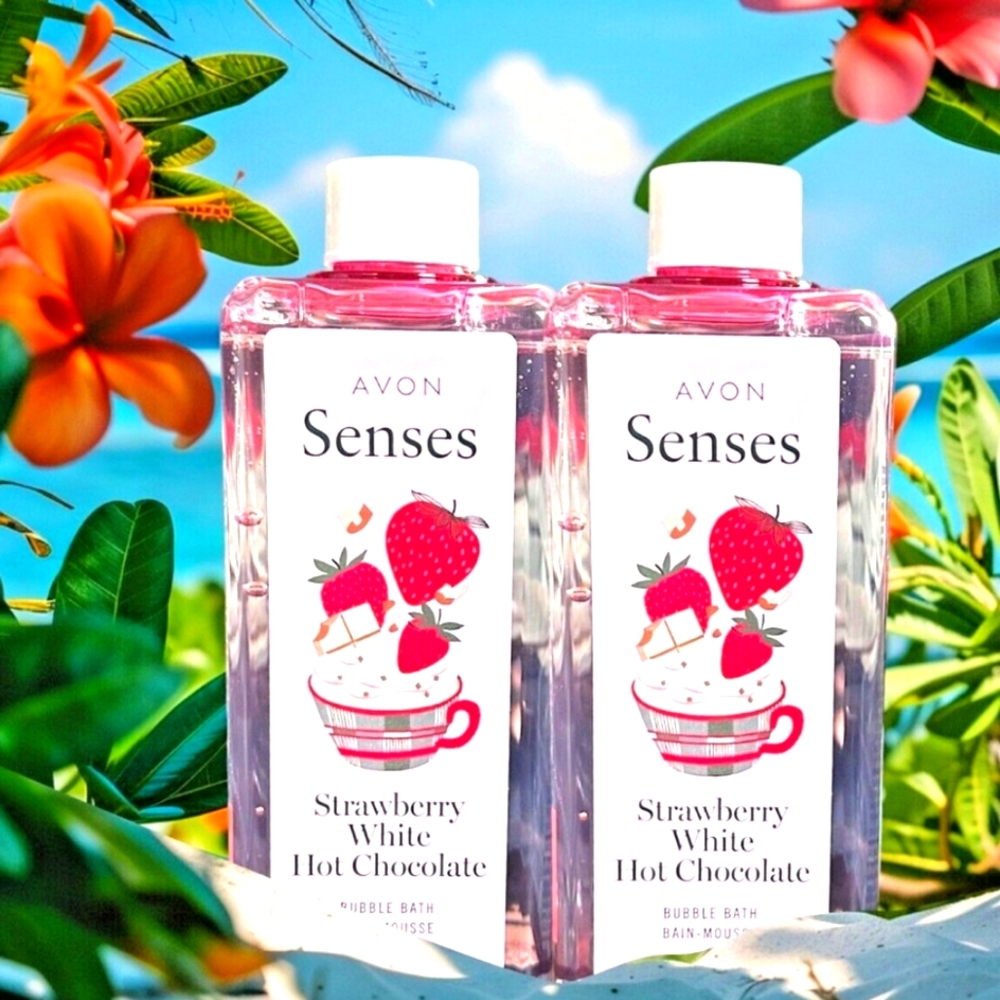 Set of TWO AVON Senses Bubble Bath - Strawberry white hot chocolate 480…